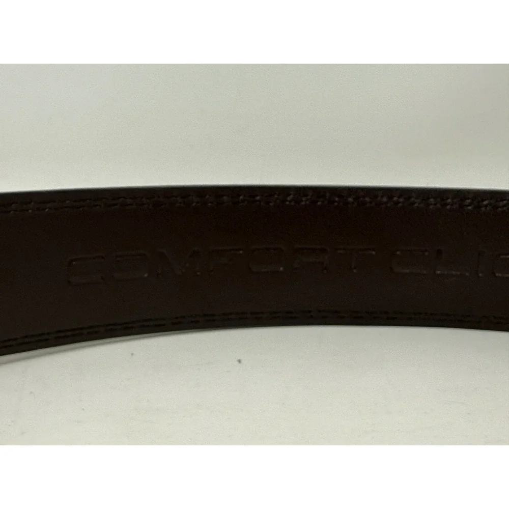 Comfort Click Mens Ratchet Belt Dark Brown Leather XL Gunmetal Buckle Adjustable